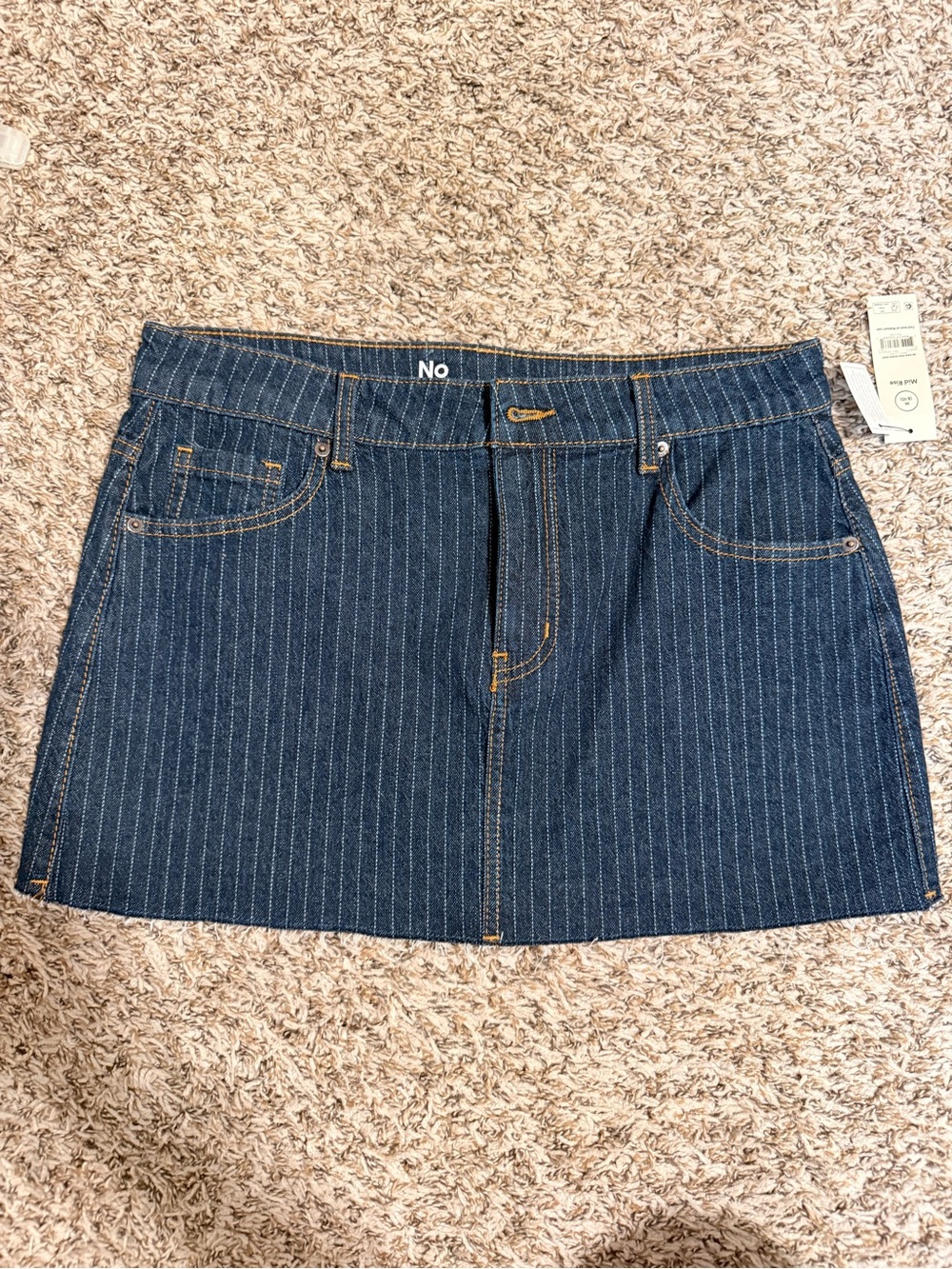 No Boundaries Navy Pinstripe Denim Mini Skirt